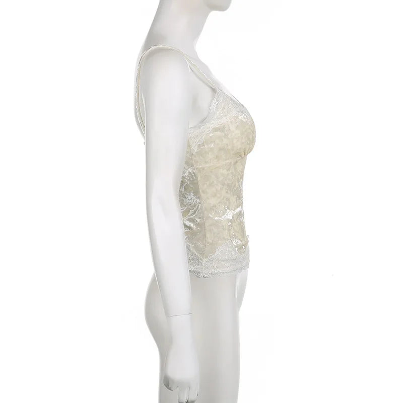 French retro velvet lace small suspender women's interior sexy backless lace V-neck vest base short top