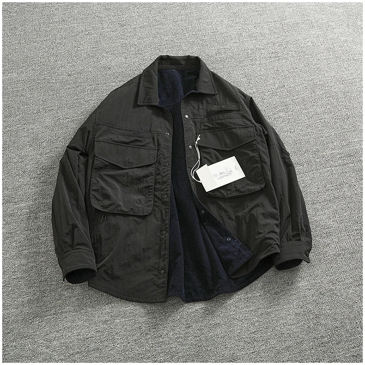 Veste Cargo Réversible Homme A+B – Poches Multiples Casual Américain Automne Hiver