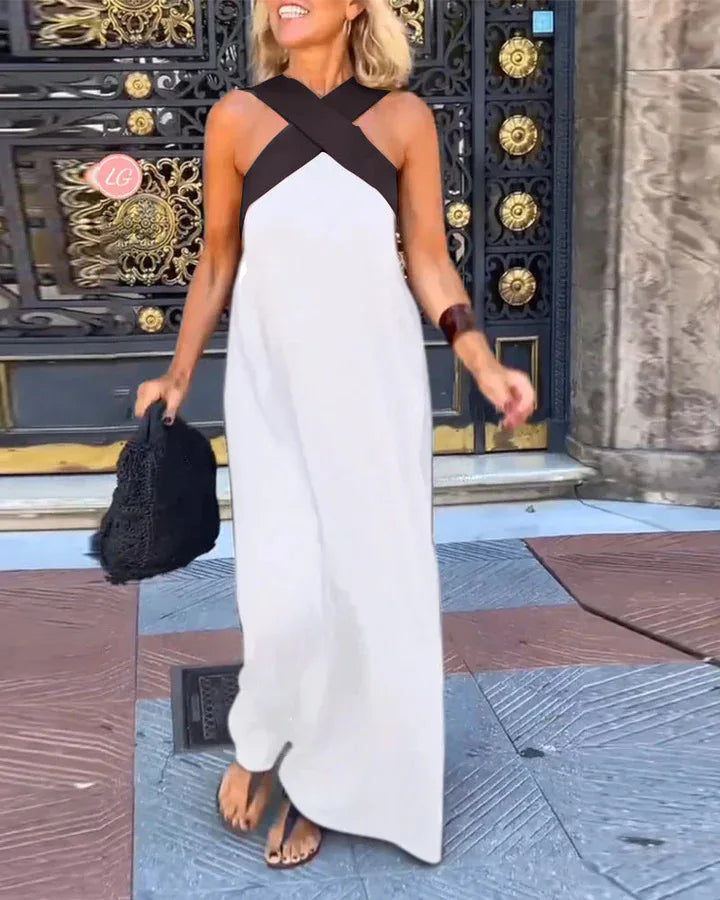 Summer Fashion Dresses For Women Sleeveless Solid Color Square-neck Casual Simple Elegant Suspender Loose Long Dresses 2025 New