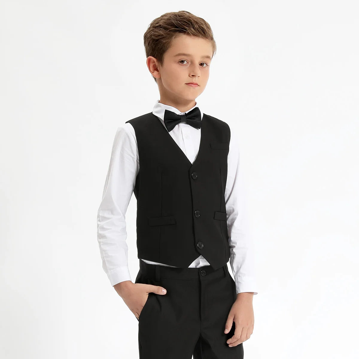 Kids Vest Children Black Boys Waistcoats Toddler Dress Suit Teenager Wedding Formal Piano Performance School Party Navy Clothes