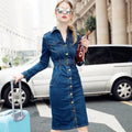 Robe-chemise en denim femme – Y2K mi-longue à ceinture