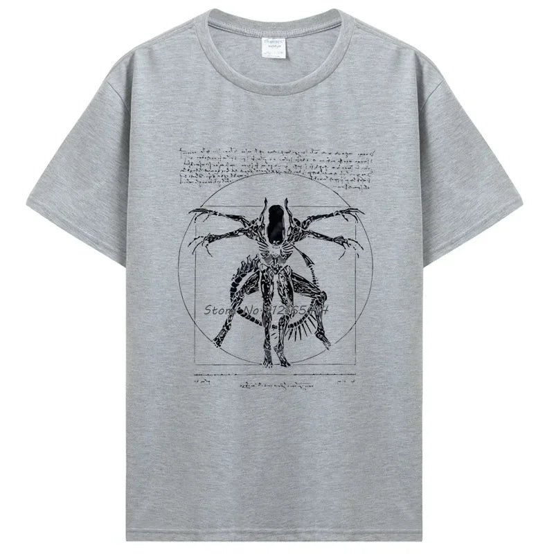 T-shirt gamer homme Da Vinci Alien – Streetwear imprimé