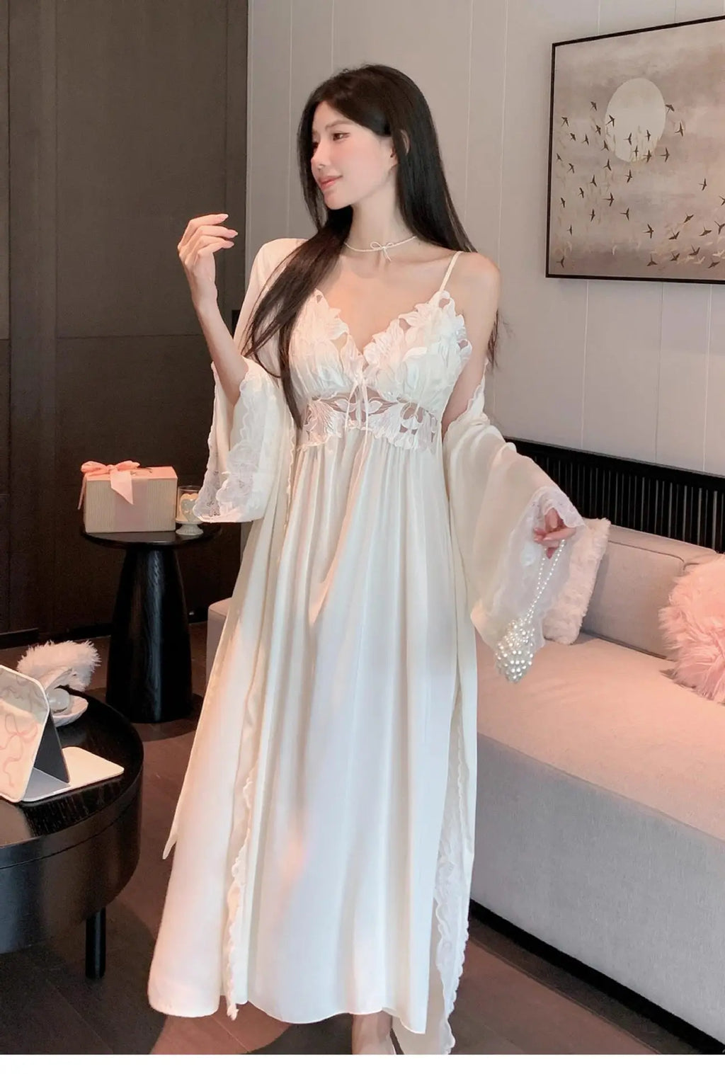 Tenue de nuit femme satinée – Nuisette ou ensemble robe