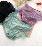 Women Transparent Lace Panties Large Sizes with High Waist Summer