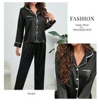 Plus Size Autumn and Winter Silk Pajamas Women Tops and Pants Solid