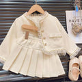 Children's Clothing Sets Lace Coat + Pleated Skirt 2pcs Sets Toddler Girl Clothes Winter Kids Clothes Baby Girl Outfit Set