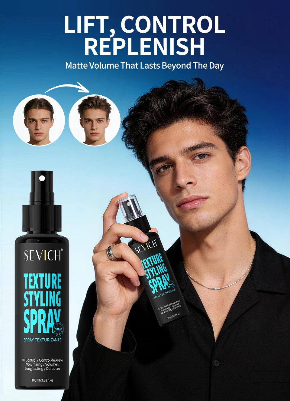 3 Secs Texture Styling Spray for Hair Men & Women,Adds Instant Volume, Texture, Thickness, & Light Hold Texturizing & Thickenin