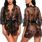Women Sexy Lingerie Erotic Transparent V-Neck Lace Babydoll Nightwear