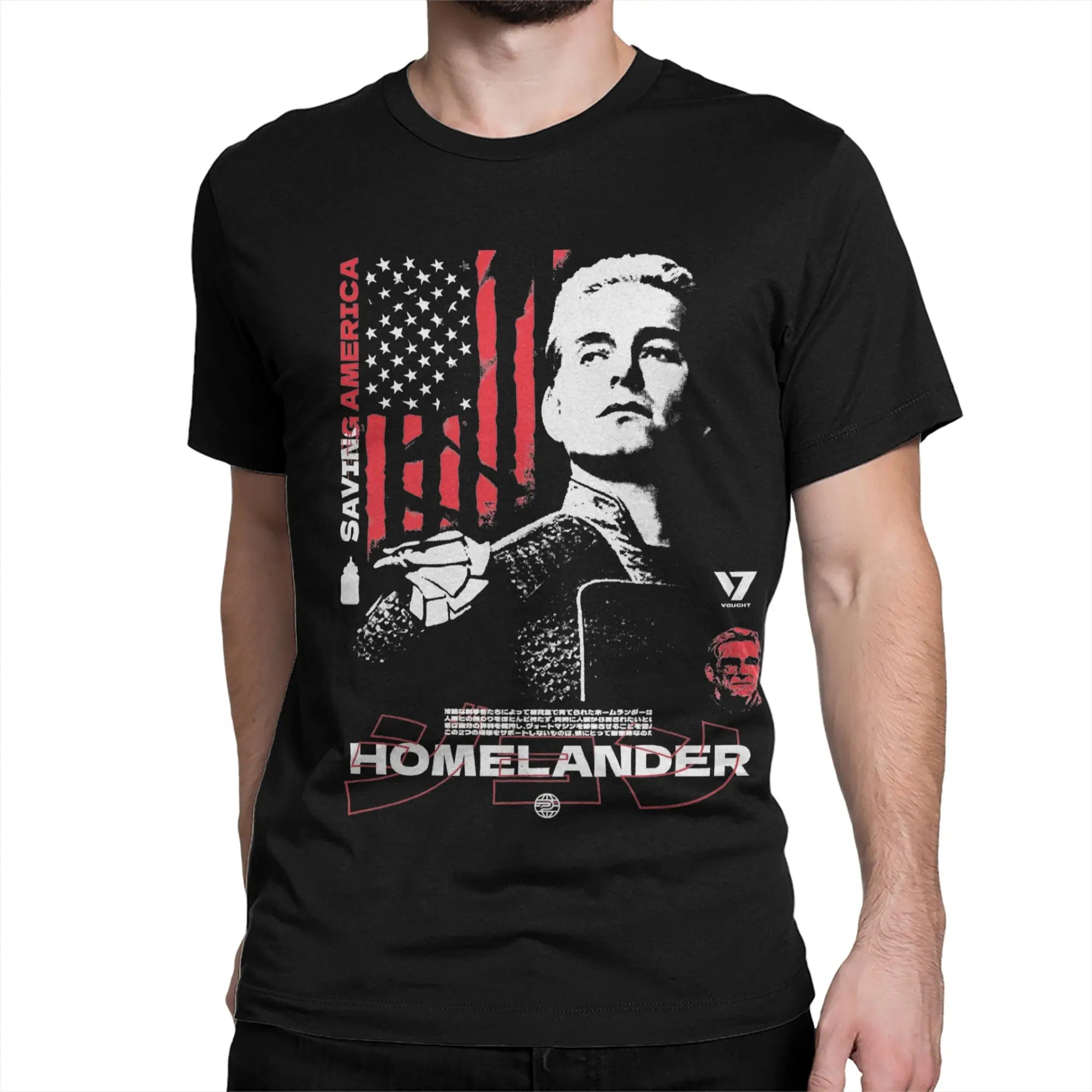 Vintage The Boys Homelander Saving America  T-Shirt for Men Crew Neck Cotton T Shirt  Short Sleeve Tee Shirt Gift Idea Clothes