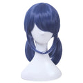 2025 Halloween perruque de Cosplay à Double queue de cheval bleue foncée pour femmes, cheveux synthétiques lisses et résistants