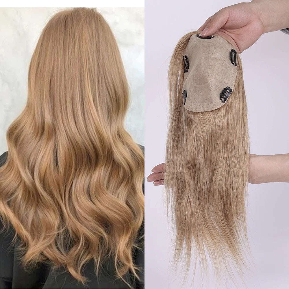 Best Quality European Remy Hair Topper 15x16cm Meddium Brown Straight Silk Base Human Hair Women Toupee 12-20inch