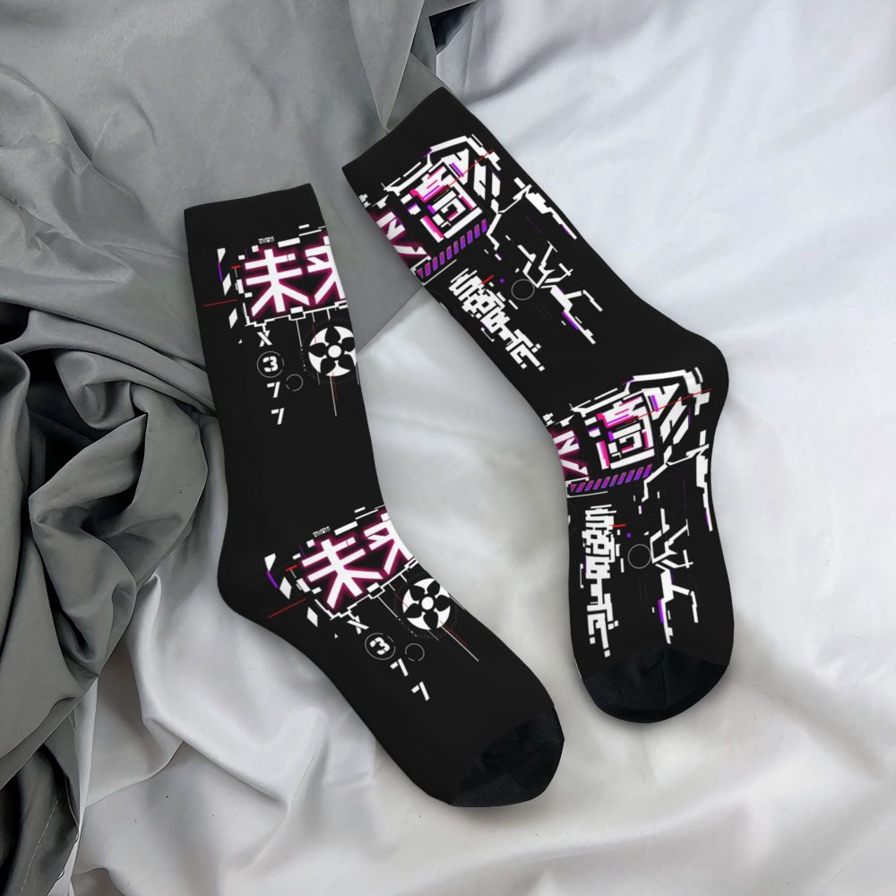 Techwear Men's Crew Socks Unisex Fun Japanese Future Tech Street Wear Style Spring Summer Autumn Winter Dress Socks