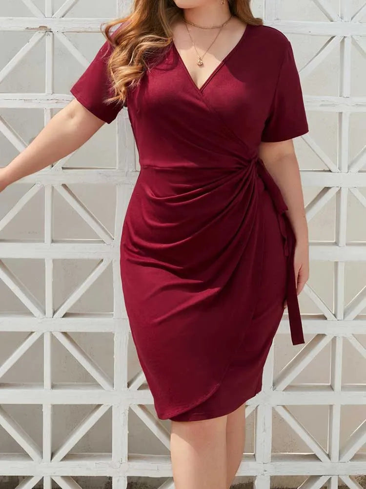 Plus Size Sexy Clothing Dress for Women Summer Cotton Dresses Short Sleeve Simple Knee Dress Casual Wholesale Dropshipping