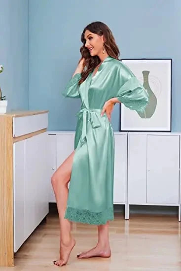 Robe de chambre femme satinée – Kimono de mariage