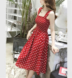 robe femme Summer Polka Dot Womens Dresses Elegant Square Neck