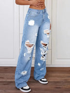 Jean large femme déchiré – Taille haute