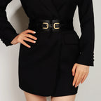 Ceinture Élastique Décorative Femme – Double Boucle PU Robe et Manteau