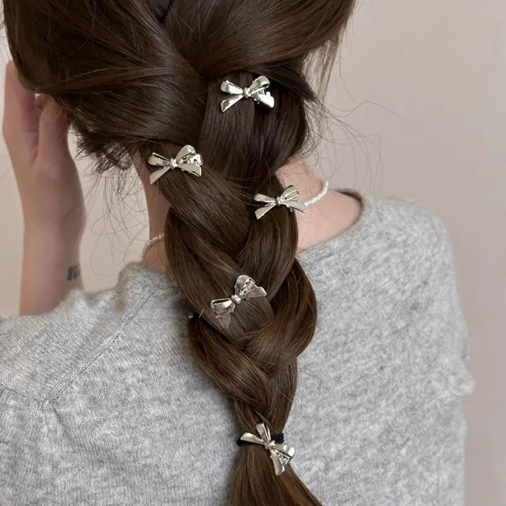 4Pcs/set of Women's New Golden Bow Mini Hairpins, Sweet and Cool Girl Bangs Hairpins and Hair Accessories