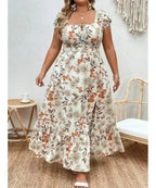 Plus Size Women 1XL-5XL  Suitable for Outdoor Flower Casual Long