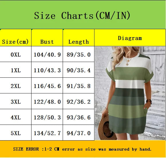 Chic Plus Size Dress: Elegant Stripes, Roll-Up Sleeves, Pockets - Comfortable & Casual Women's Dress