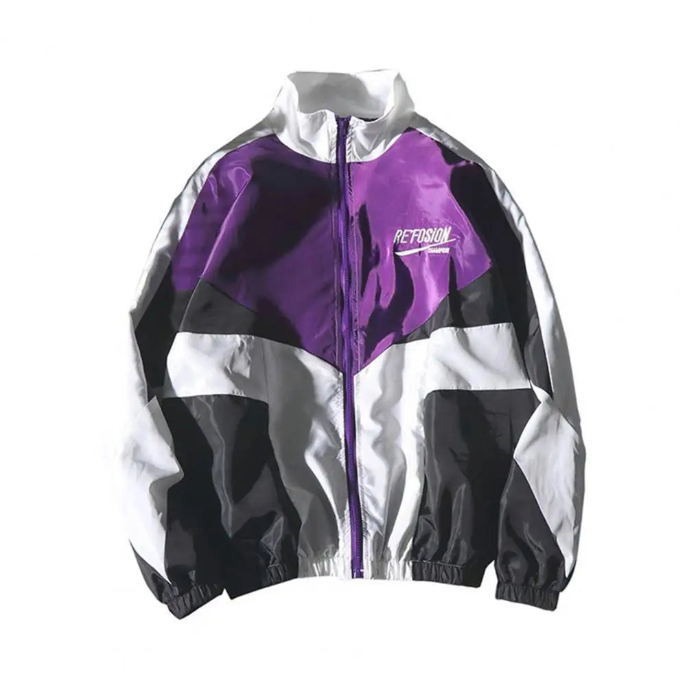 Veste Coupe-Vent Homme Bicolore – Streetwear Hip-Hop Col Revers Zipée