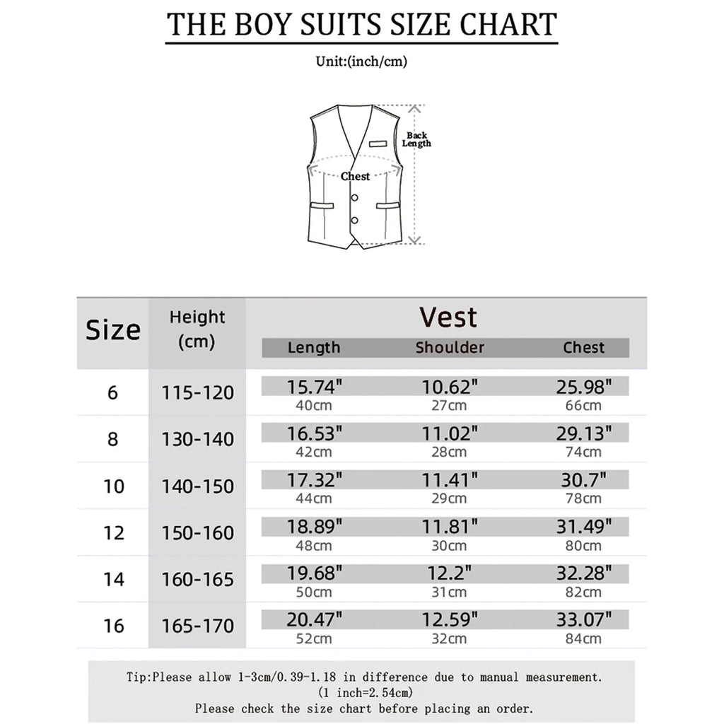Kids Vest Children Black Boys Waistcoats Toddler Dress Suit Teenager Wedding Formal Piano Performance School Party Navy Clothes