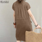 Robe femme ZANZEA à manches courtes – Cordon à la taille