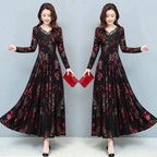 Spring Autumn New Women Dress Elegant Temperament Long A-Line Dress