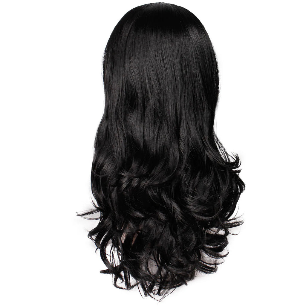 24 Inch Black Wavy Wig For Women Synthetic Long Curly Hair Heat-Resistant Wig For Daily Party Use 2026 Trending Peluca Fiestas