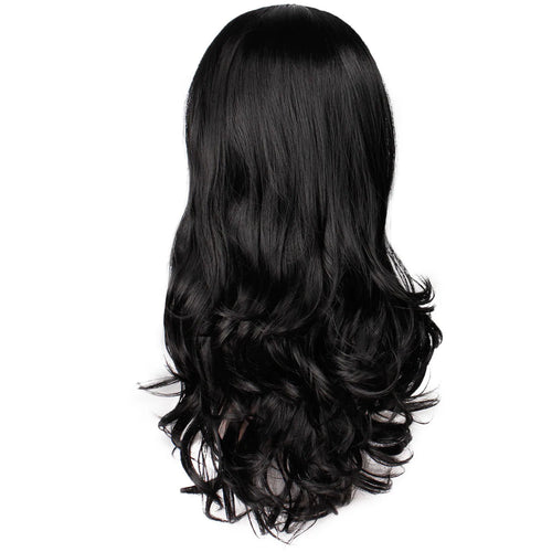 24 Inch Black Wavy Wig For Women Synthetic Long Curly Hair Heat-Resistant Wig For Daily Party Use 2026 Trending Peluca Fiestas