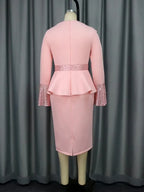 Robe femme à volants – Coupe fourreau et manches longues