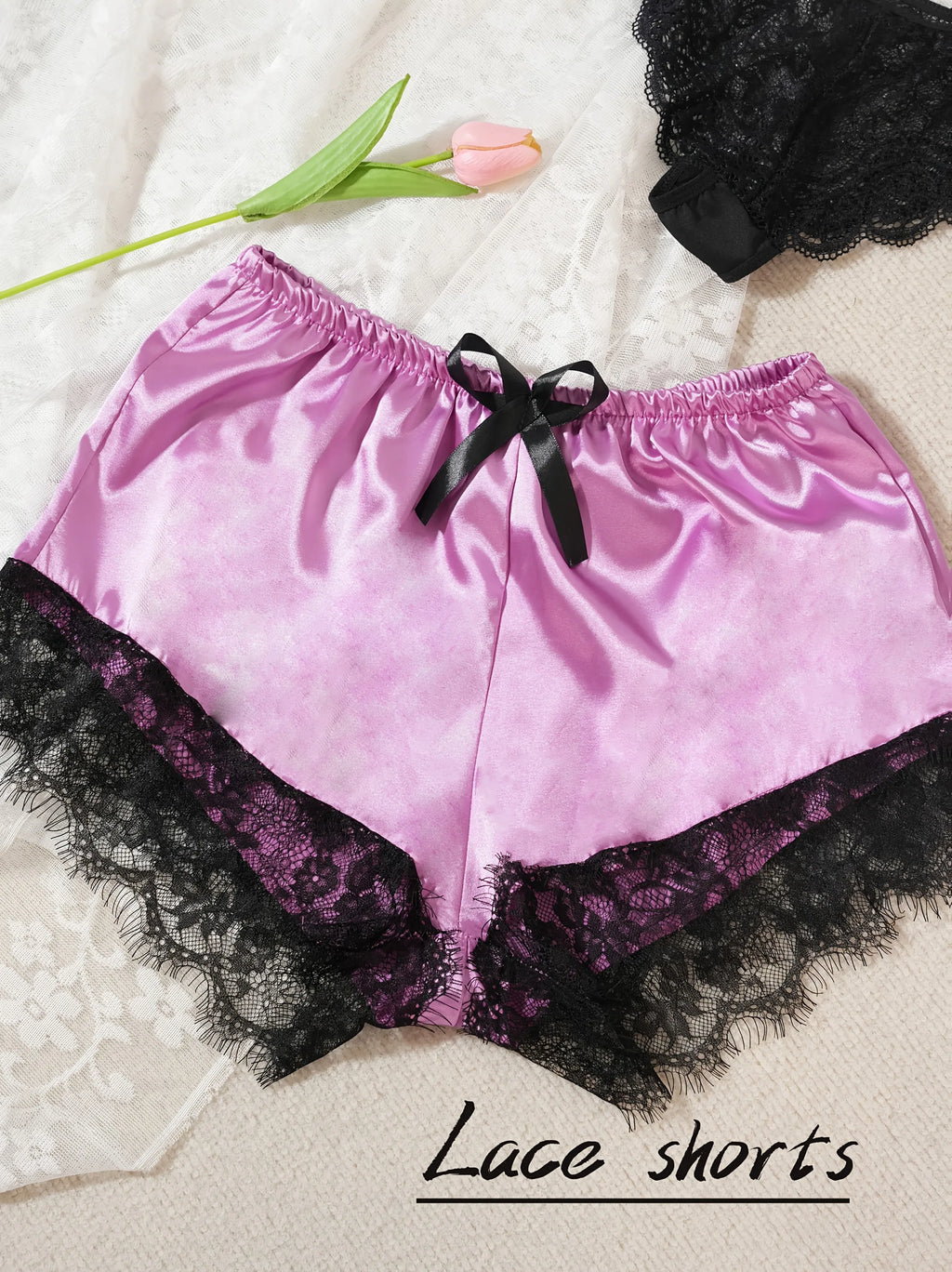 Ensemble Pyjama Satin 4 Pièces avec Robe