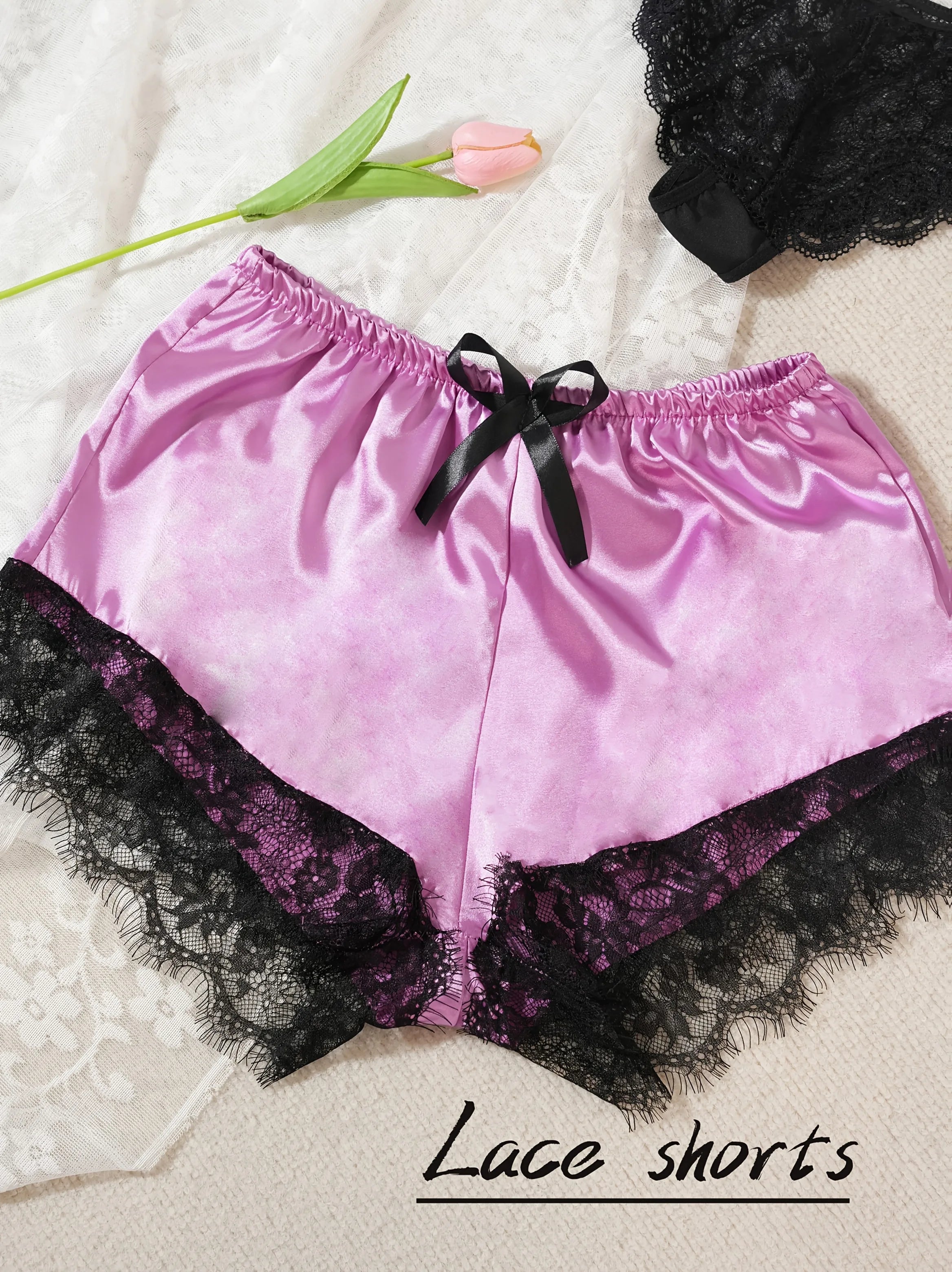 Ensemble Pyjama Satin 4 Pièces avec Robe