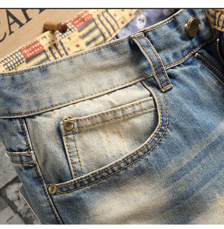 Jean homme déchiré bleu vintage – Streetwear délavé
