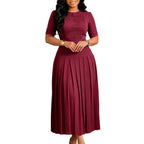 Vestido De Noche Elegante Mujer Sleeveless Round Neck Vest Long Pleated Dress Spring Summer Womens New Solid Color Evening Dress