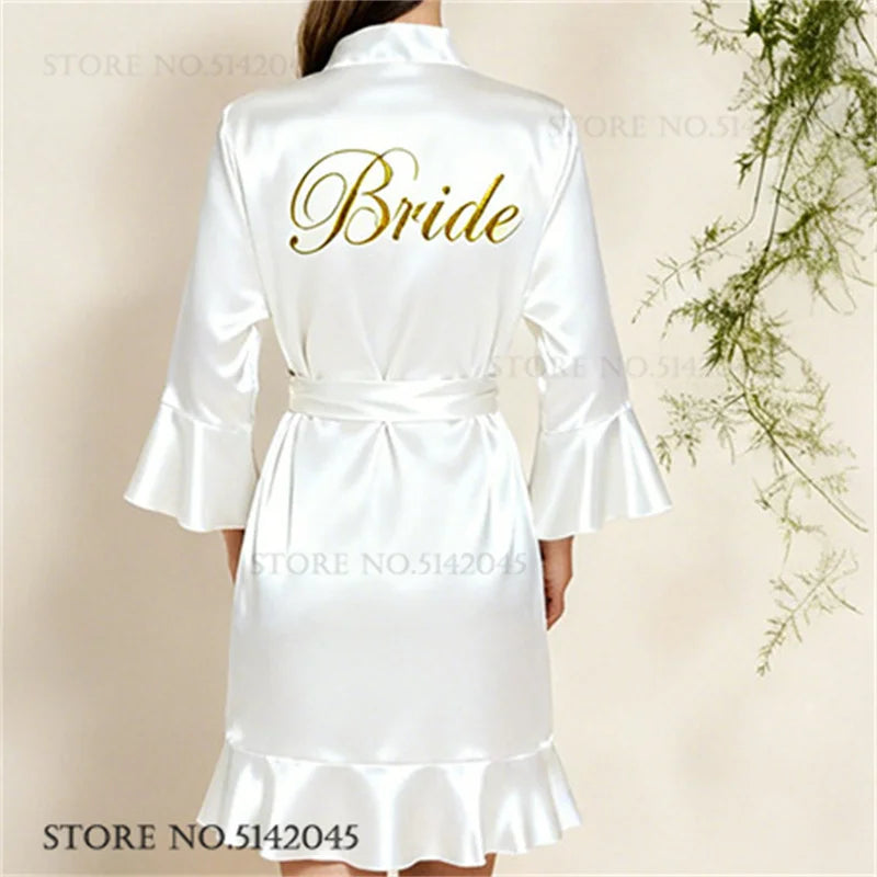 Robe de chambre femme satinée – Kimono à col V