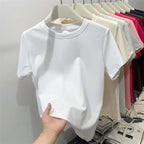 Summer Plus Size T Shirts for Women High Quality Solid Casual Female Korean Streetwear Tees Unisex Basic Solid Young Cool Tops