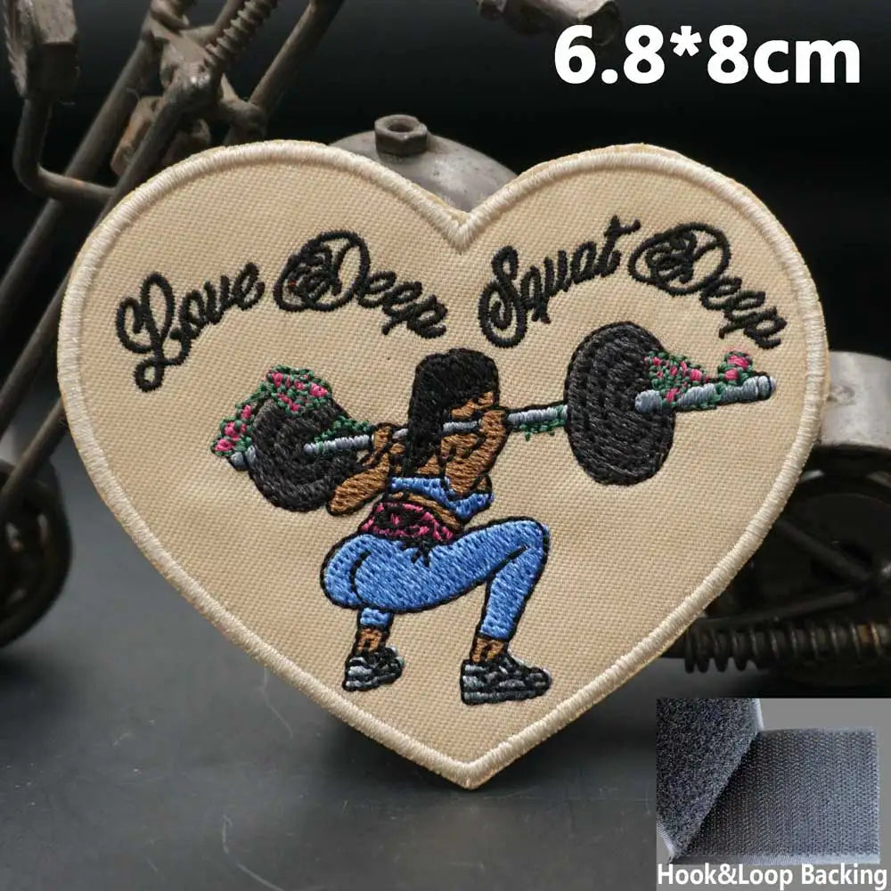 Patch brodé haltérophilie — À coudre sur vêtements, sacs et casquettes