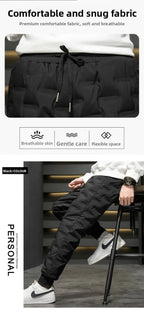 Thickened Lamb Velvet Men's Winter Outdoor Wear Windproof Coldproof Fleece Lined Trousers Large Size Warm Waterproof down Cot...