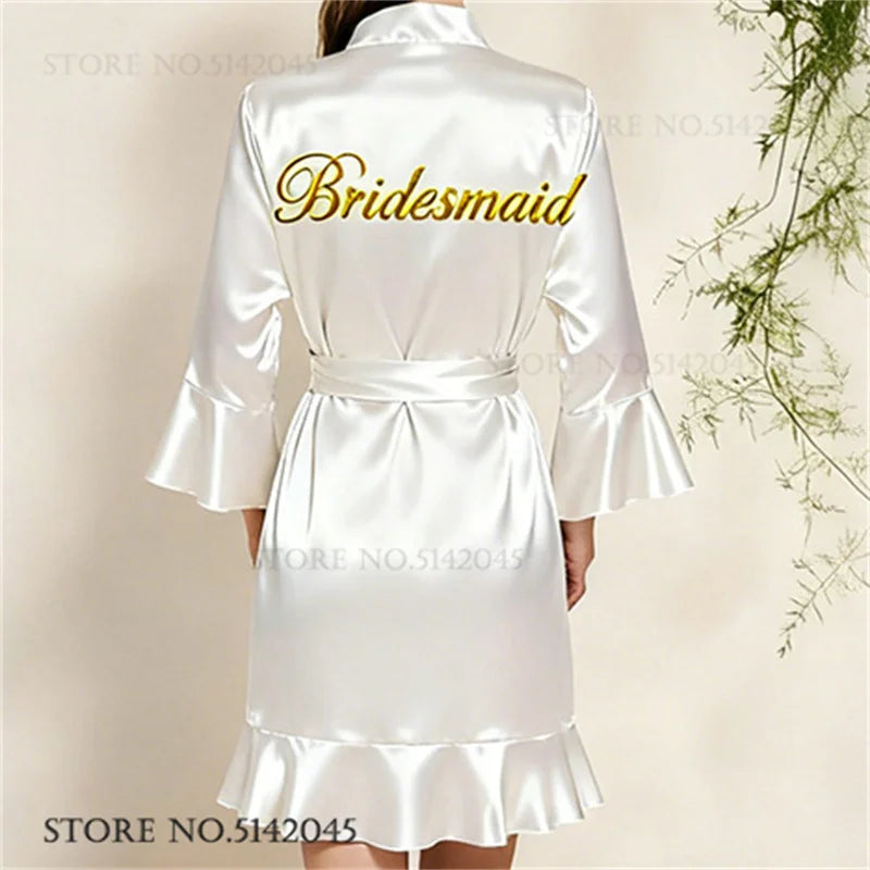 Robe de chambre femme satinée – Kimono à col V