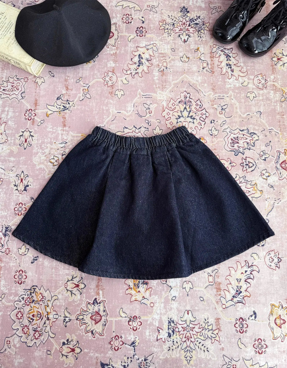 Teen Girl Clothes Children  Waist Shell Button Denim Skirt and Top Kids Versatile Casual Outfits Costumes Vintage Girls Elastic