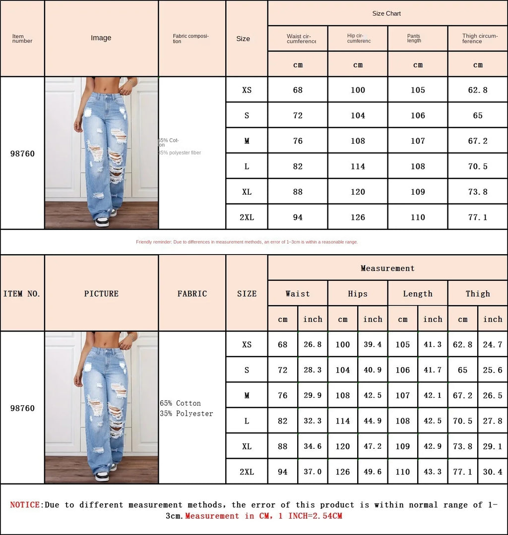 Jean femme taille haute déchiré – Coupe wide leg streetwear