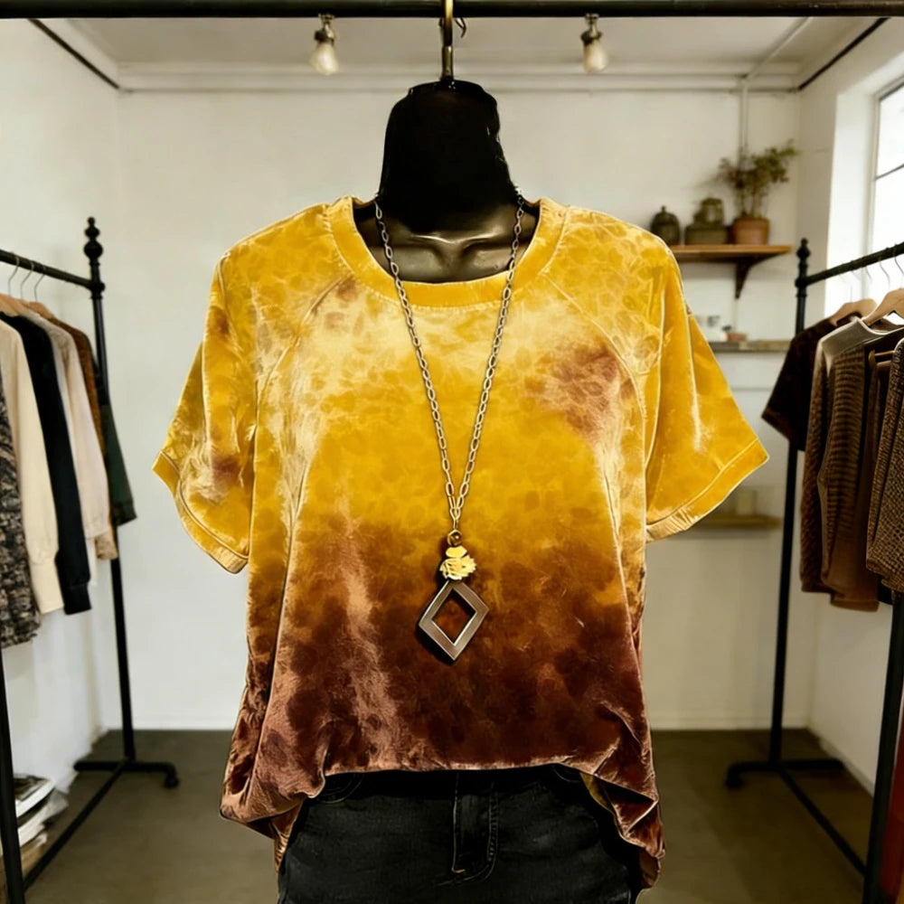 T-shirt femme imprimé dégradé – Streetwear coupe ample