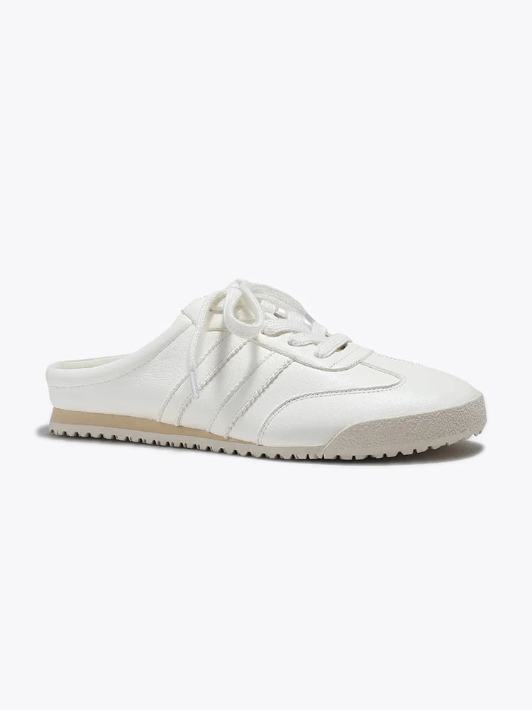 Mules Sneaker Femme – Talon Intérieur 5cm Bout Fermé Blanc Été