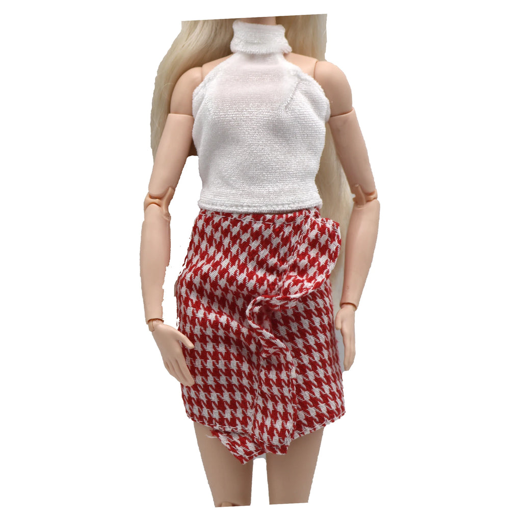 New 30cm 1/6 Doll jeans shorts velvet velvet halterneck vest set Daily Wear Clothes for Barbies doll Accessories