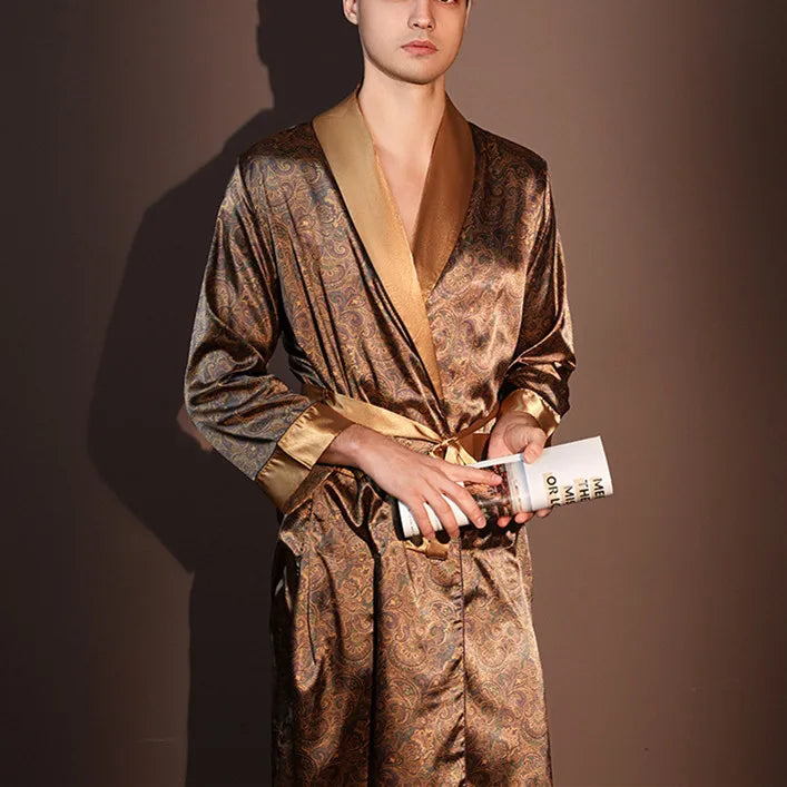 Peignoir Homme Soie de Glace — Imprimé, Léger & Confortable