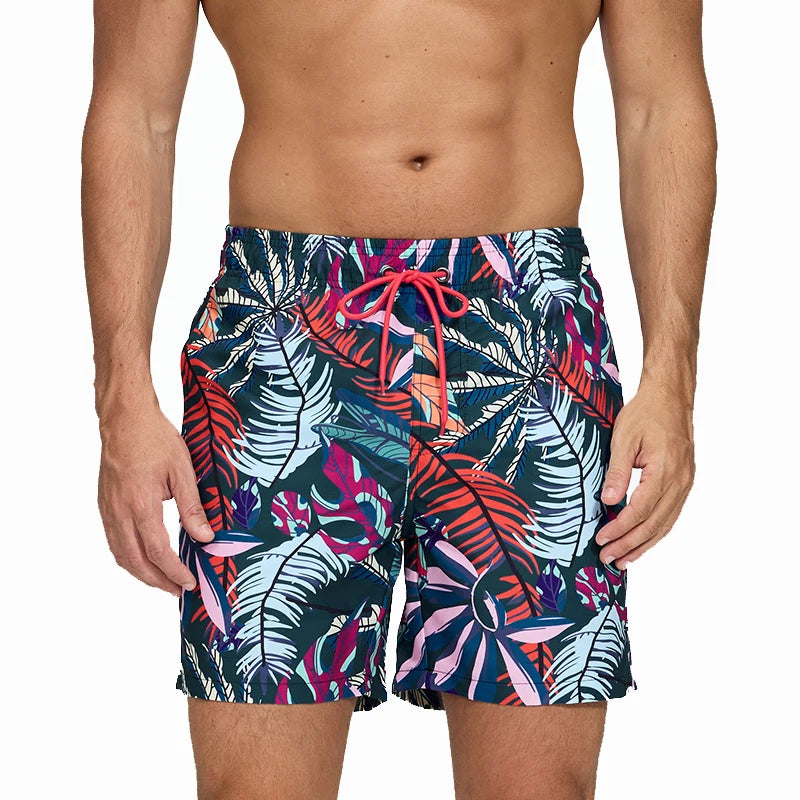 ESCATCH Fast Dry Men's Board Shorts Vertical Stripe New Arrival 2026 Summer Beach Surfing Breathable Mesh Liner Plus Size Shorts