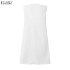 Women Bohemian Dresses Short Robe Solid Color Casual Loose Mini