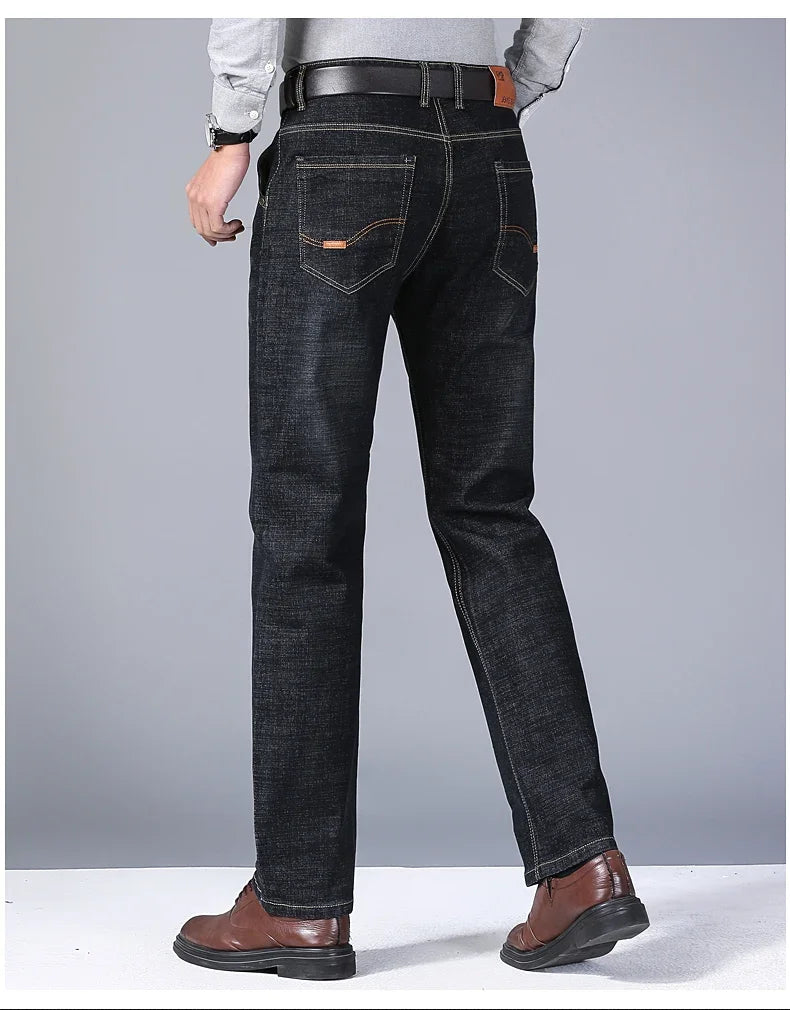 Men's Spring Autumn Vintage Black Business Jeans Men Casual Straight Stretch Classic Work Denim Trousers  Comfortable  Pant