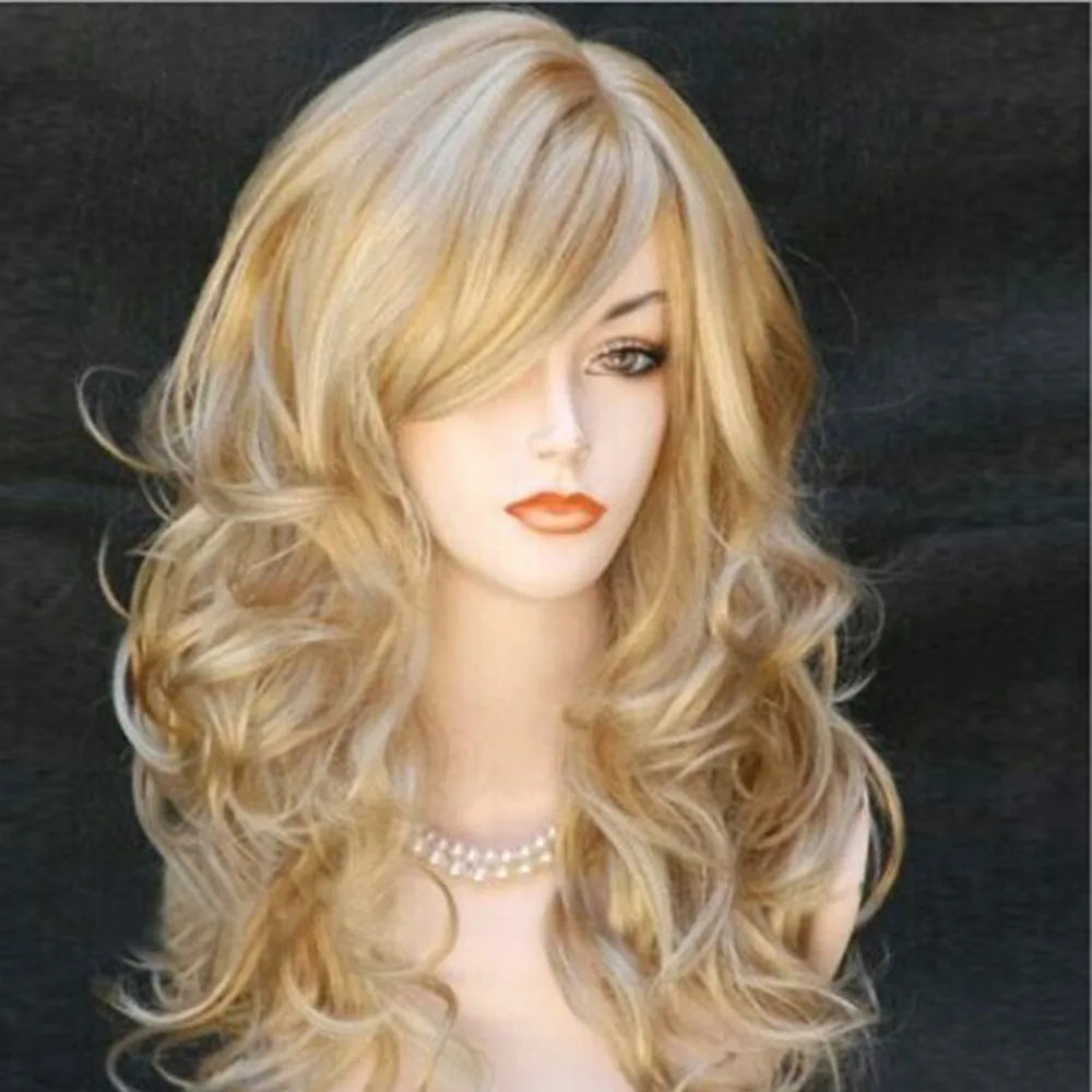 Long Curly Blonde Wig Natural Wavy Synthetic Hair Wig For Women Daily Party Cosplay Ondulado Natural Para Mujer 2026 Trending